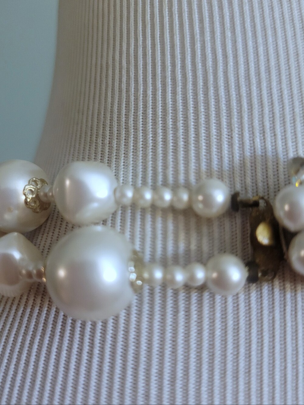 Vintage Double-Strand Faux Pearl Necklace Marked Japan - Picture 5 of 8
